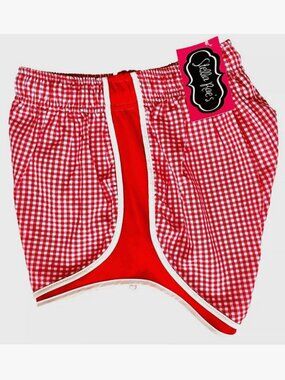 NWT! NEW! LAUREN JAMES SHORTIES RED GINGHAM PREPPY RUNNING SHORTS WOMENS SIZE XS